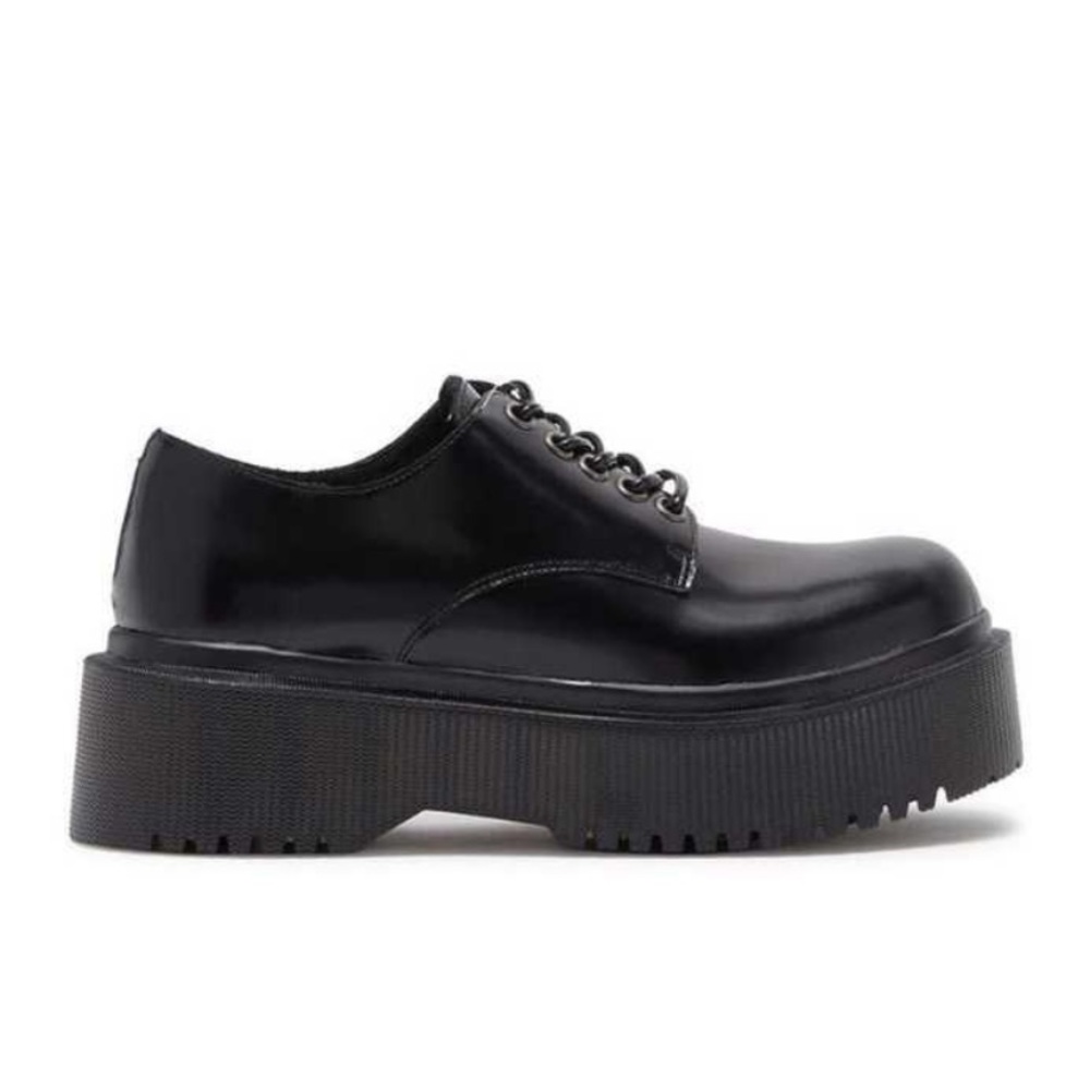 ✨ HOST PICK ✨🆕 Jeffrey Campbell Drumline Black Lug Leather Platform Shoe Size 8